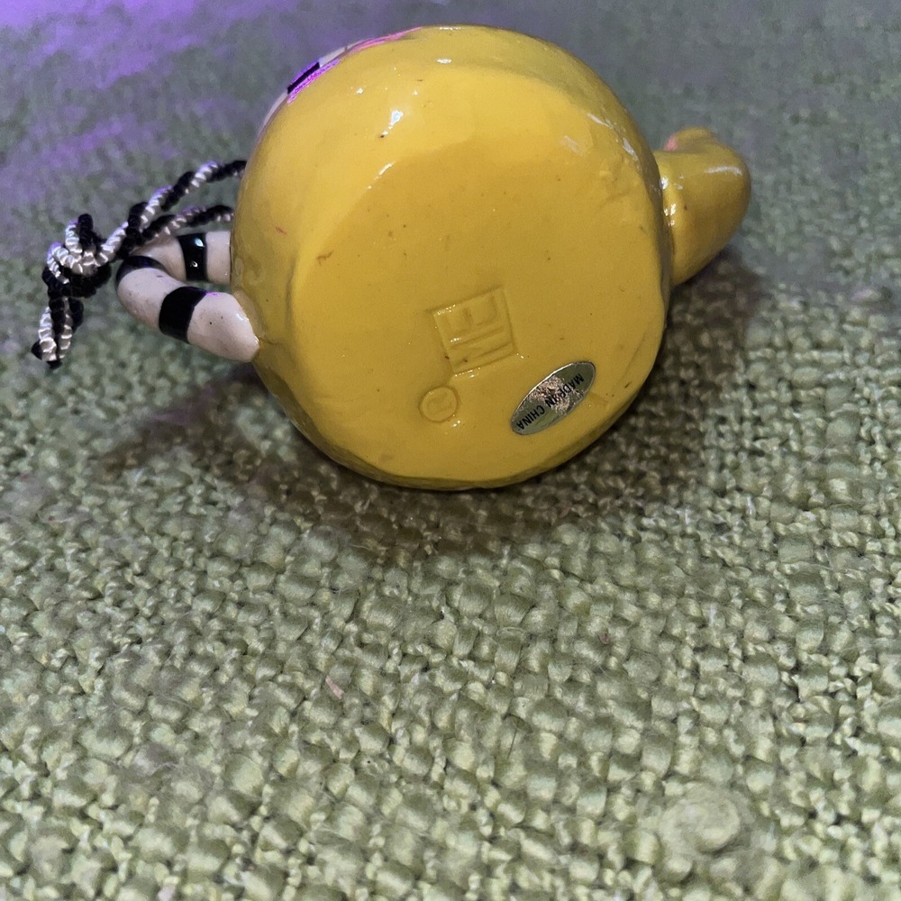 Mary Engelbreit Teapot Ornament Yellow & Multicolor Stamped ME 3" Ribbon Hanger - Picture 3 of 6